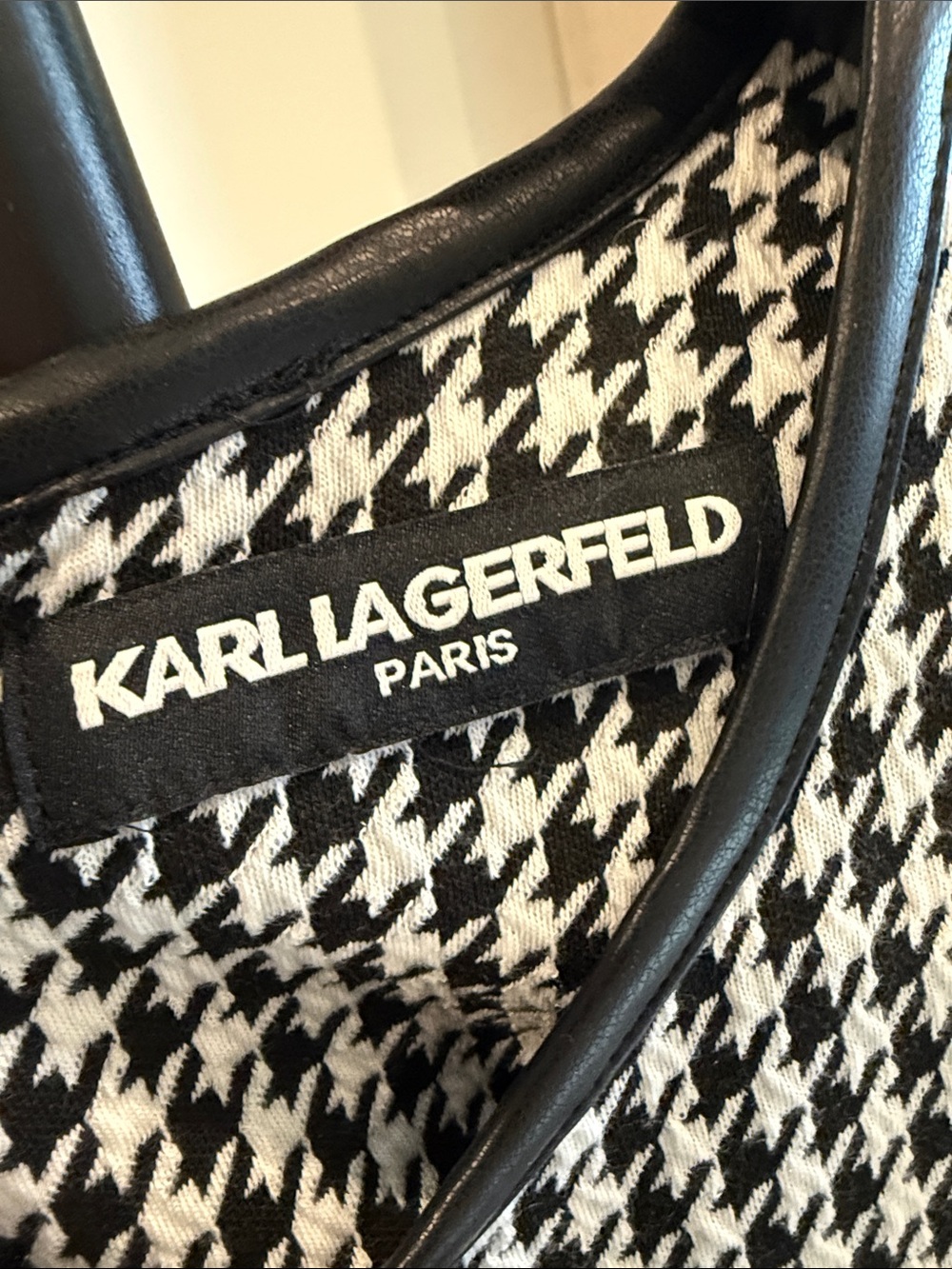 Karl Lagerfeld Black and White Houndstooth Midi Dress - Picture 2 of 6